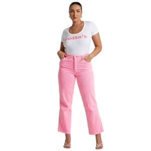 ROLLA’S Original‎ High Rise Straight Leg Corduroy  Pant in Pink